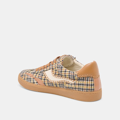 Dolce Vita Notice Stitch Yellow Plaid Tweed Sneakers