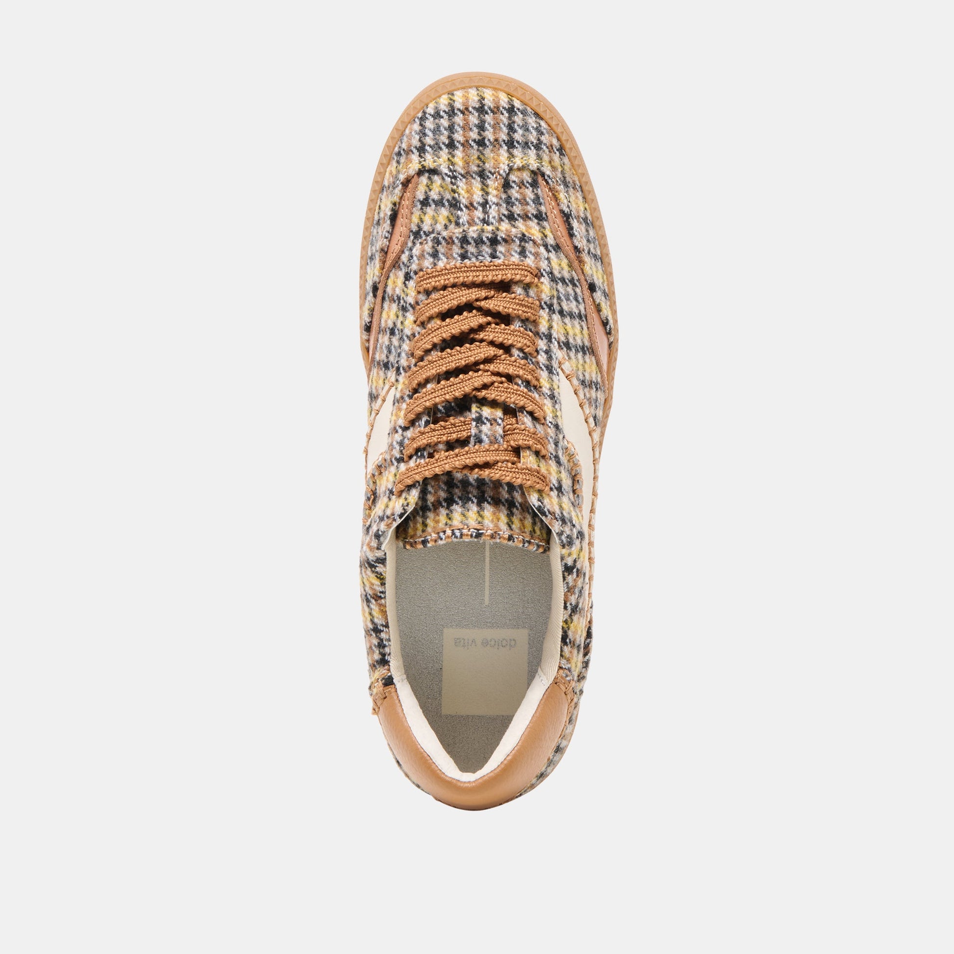 Dolce Vita Notice Stitch Yellow Plaid Tweed Sneakers