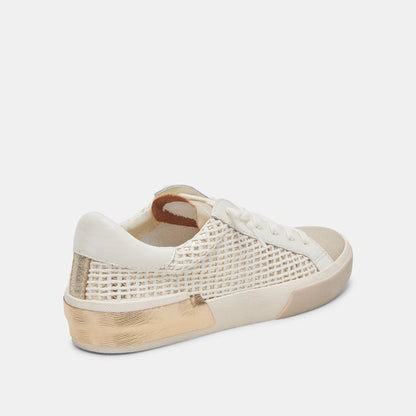 Dolce Vita Zina Bone Gold Woven Wide Sneakers