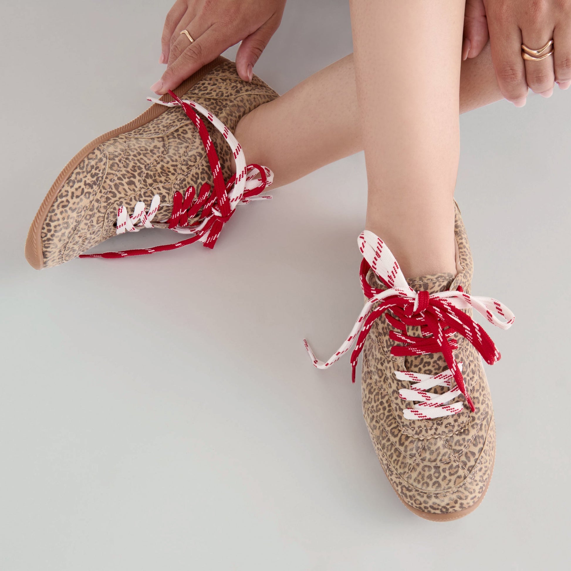 Dolce Vita Laini Tan Leopard Printed Suede Sneakers