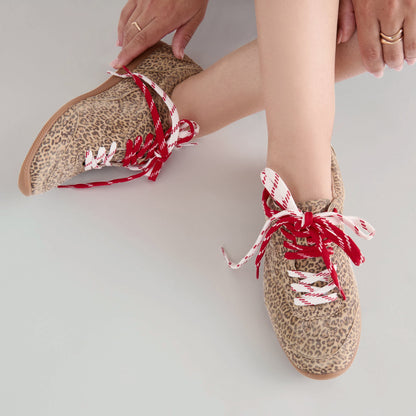 Dolce Vita Laini Tan Leopard Printed Suede Sneakers