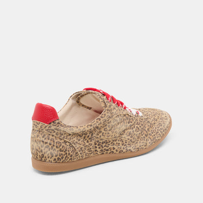 Dolce Vita Laini Tan Leopard Printed Suede Sneakers