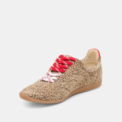 Dolce Vita Laini Tan Leopard Printed Suede Sneakers
