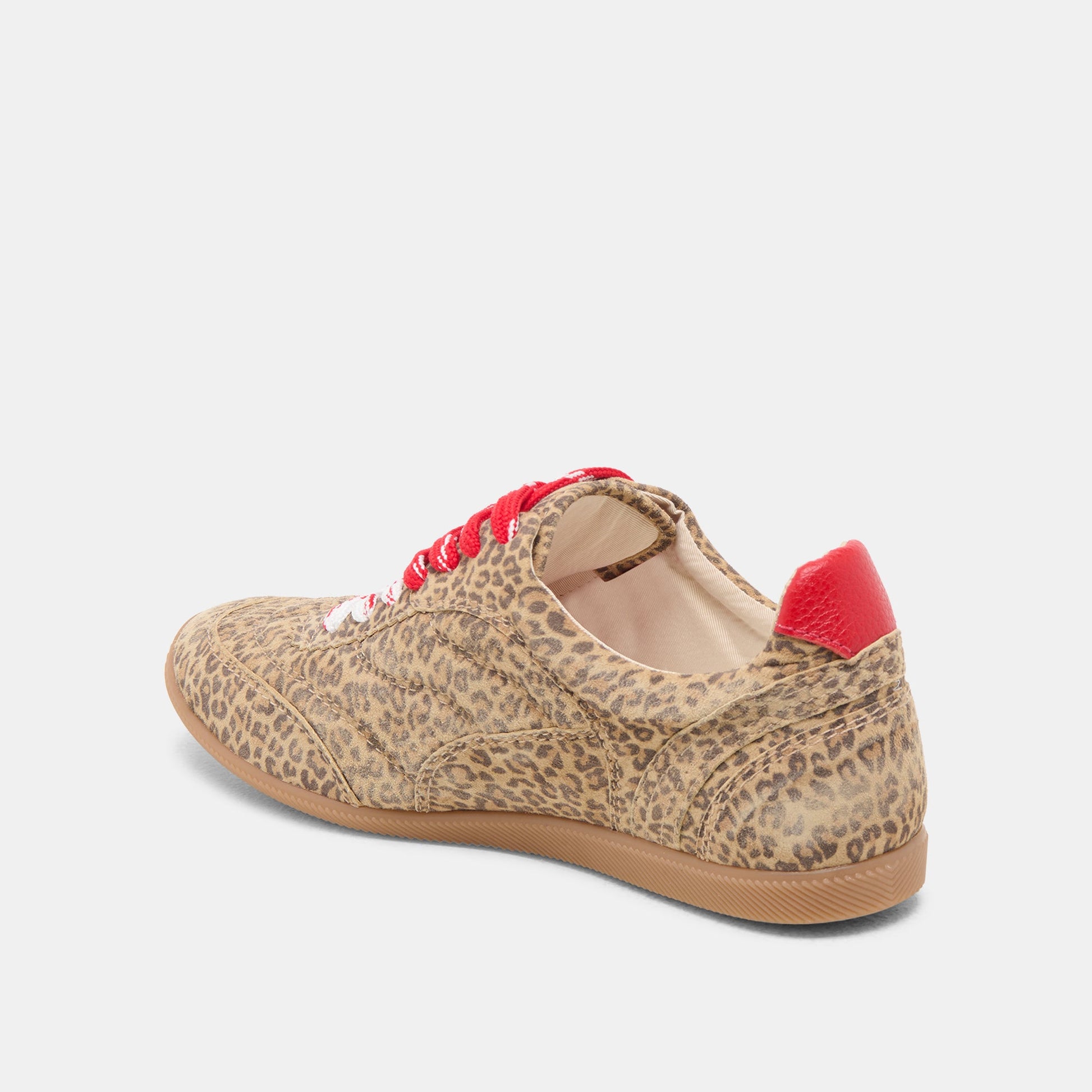 Dolce Vita Laini Tan Leopard Printed Suede Sneakers