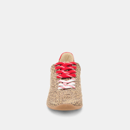 Dolce Vita Laini Tan Leopard Printed Suede Sneakers