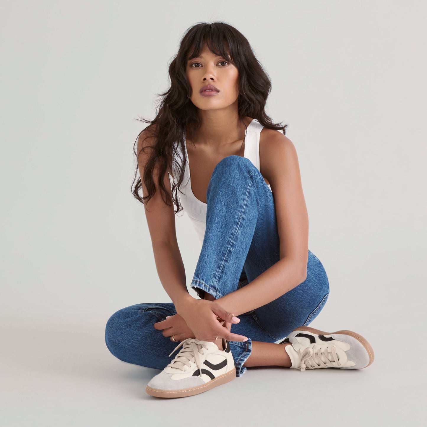Dolce Vita Rebel White Black Leather Sneakers