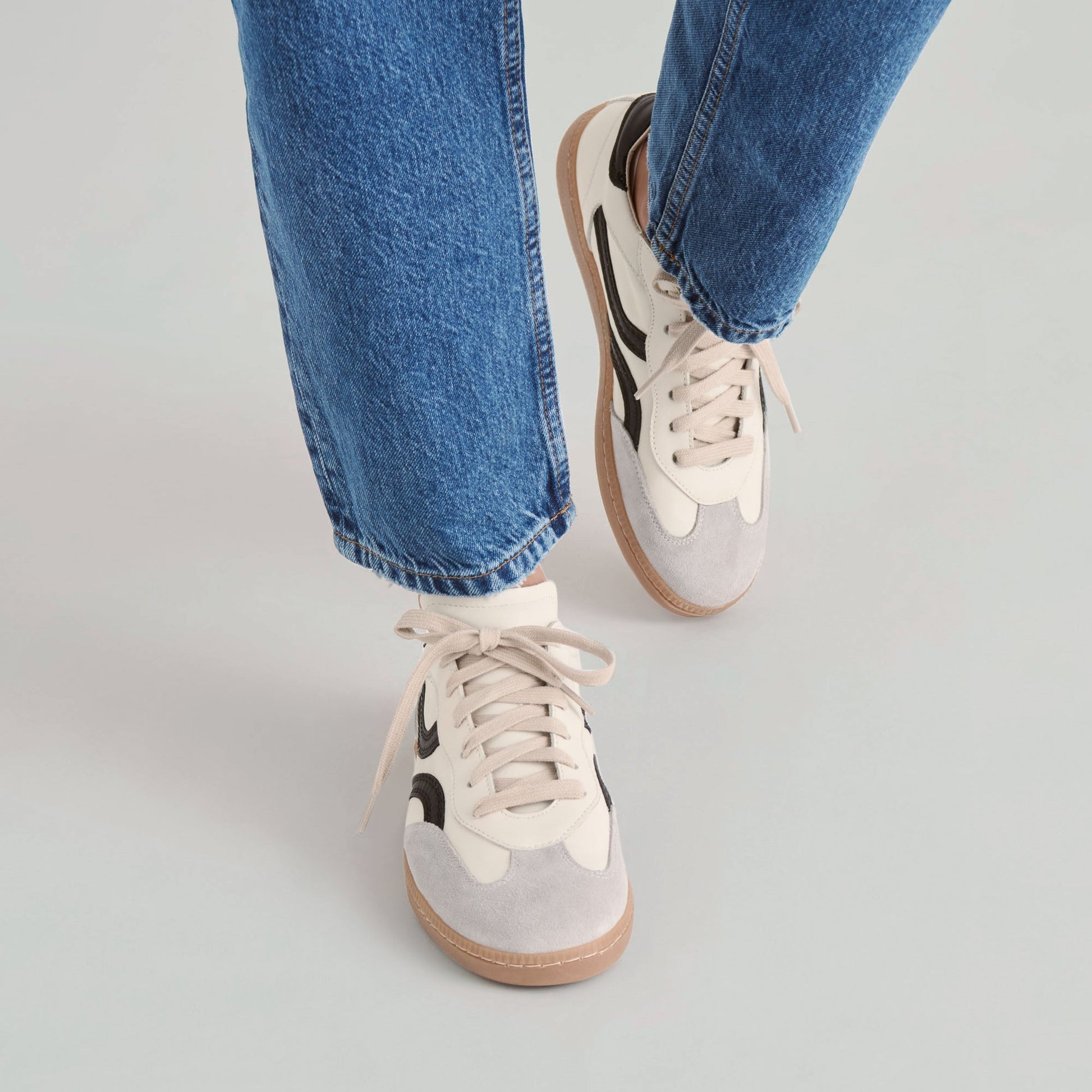 Dolce Vita Rebel White Black Leather Sneakers