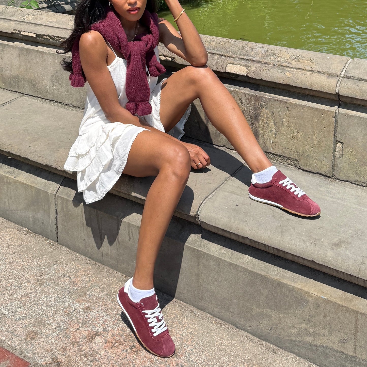 Dolce Vita Serina Burgundy Suede Sneakers