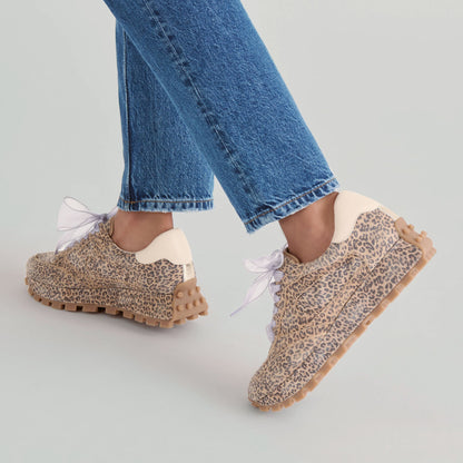 Dolce Vita Tricia Tan Leopard Printed Suede Sneakers