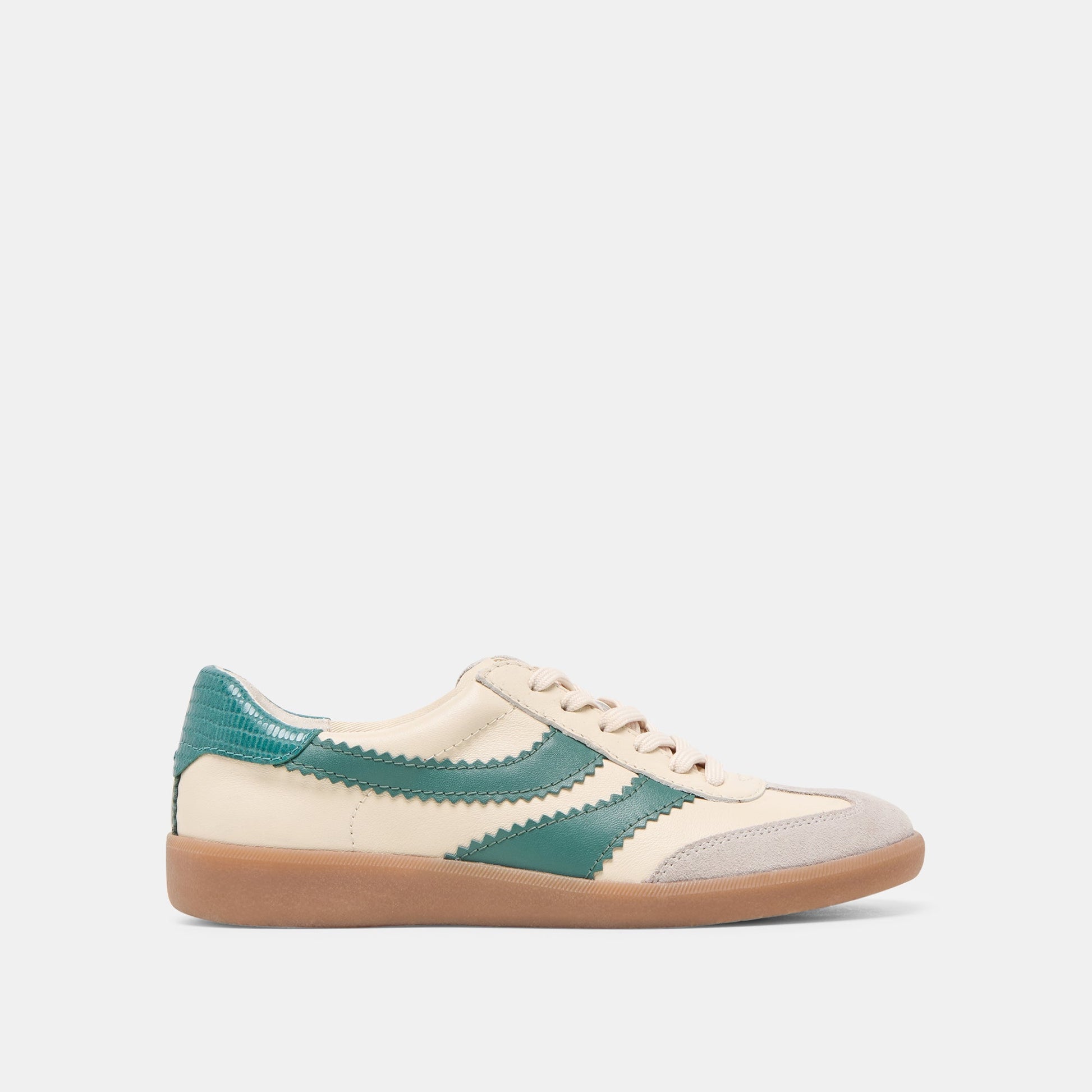 Dolce Vita Merit White Green Leather Sneakers