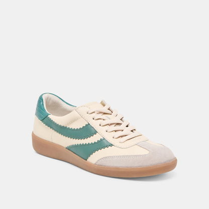 Dolce Vita Merit White Green Leather Sneakers