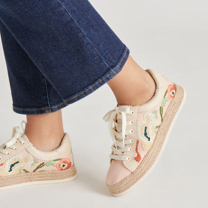 Dolce Vita Azalia Pink Floral Raffia Sneakers
