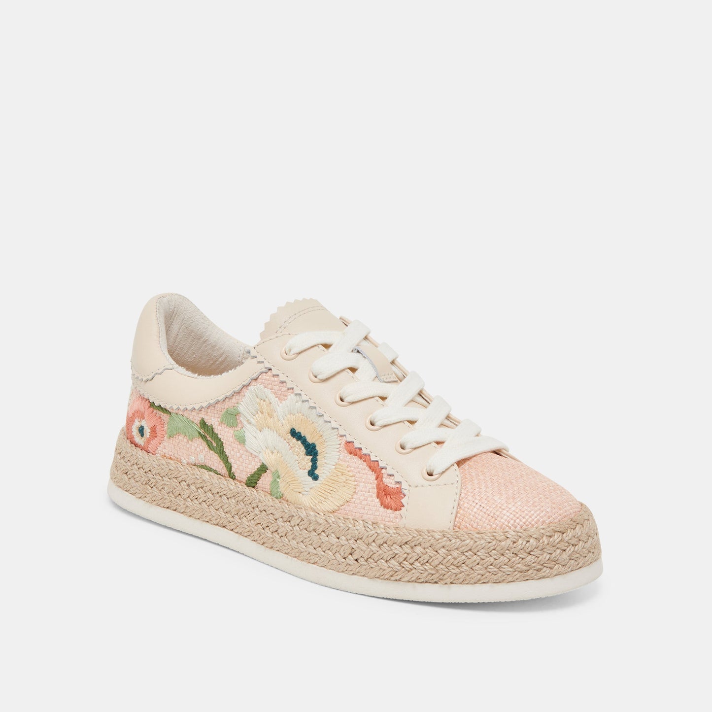Dolce Vita Azalia Pink Floral Raffia Sneakers