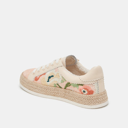 Dolce Vita Azalia Pink Floral Raffia Sneakers