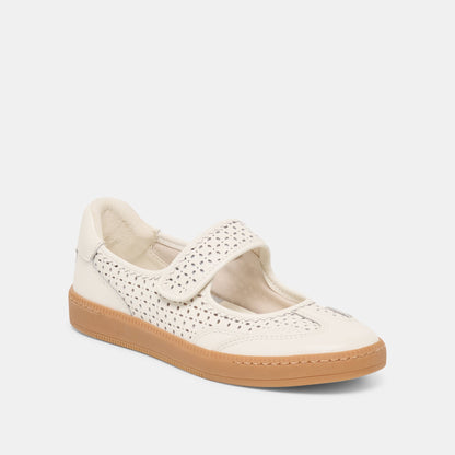 Dolce Vita Nanet White Perforated Leather Sneakers