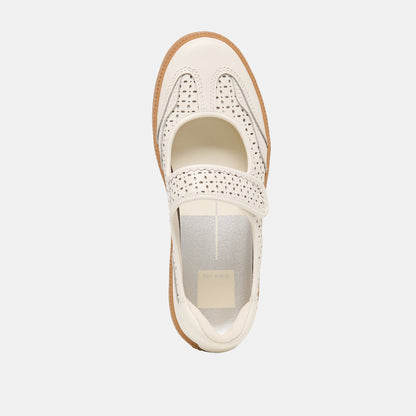 Dolce Vita Nanet White Perforated Leather Sneakers