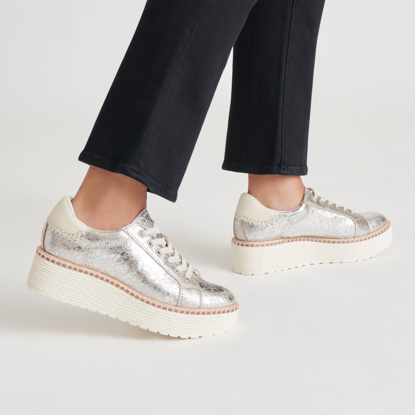 Dolce Vita TWAIN SNEAKERS SILVER CRACKLED LEATHER