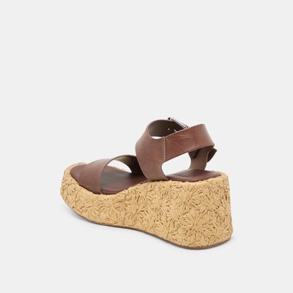 Dolce Vita Auri Dk Brown Leather Wedges