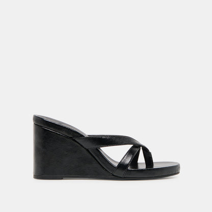 Dolce Vita Helan Black Leather Wedges