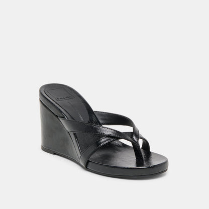 Dolce Vita Helan Black Leather Wedges