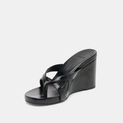 Dolce Vita Helan Black Leather Wedges