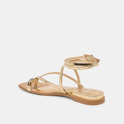 Dolce Vita Tyrice Gold Leather Sandals