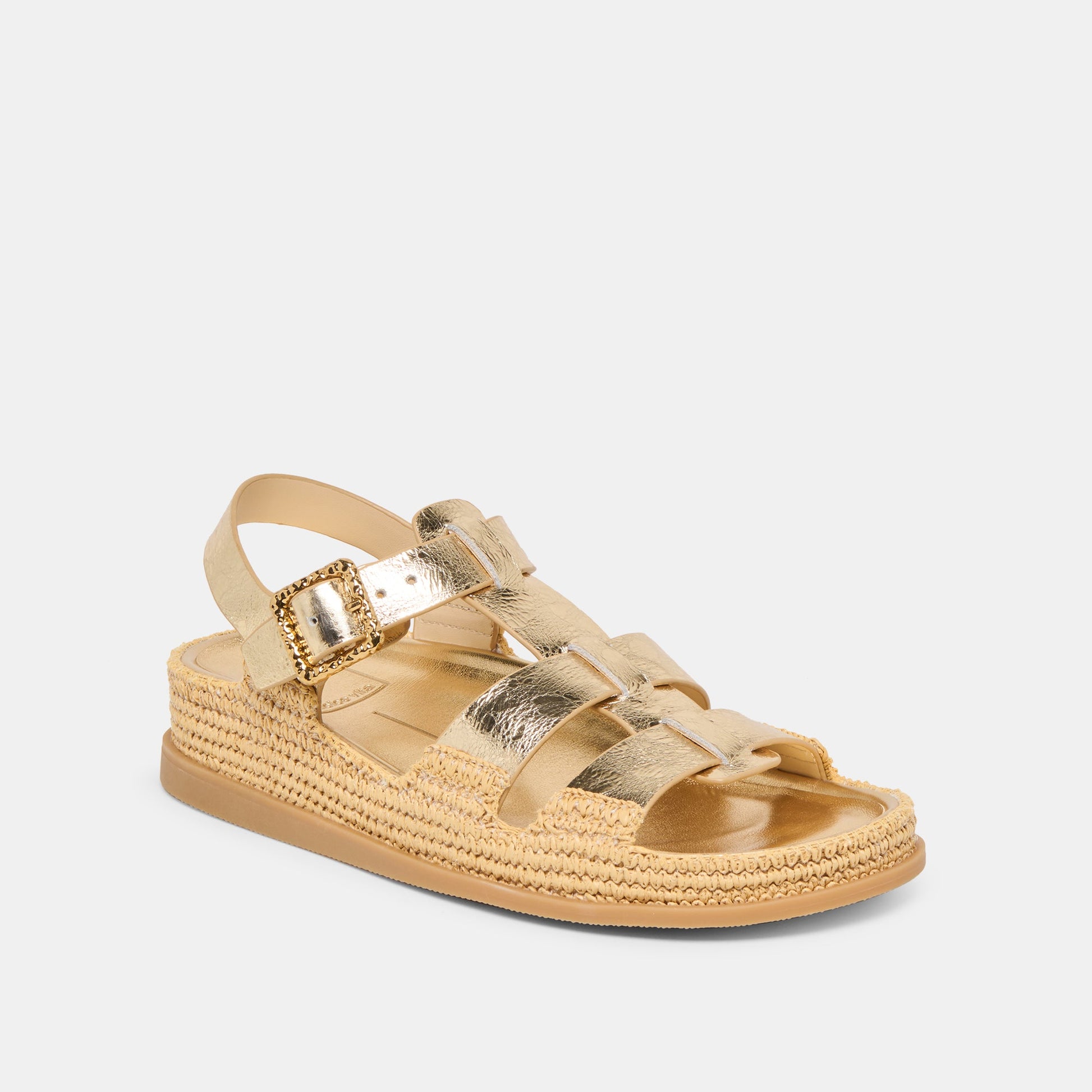 Dolce Vita Shenna Gold Distressed Leather Sandals