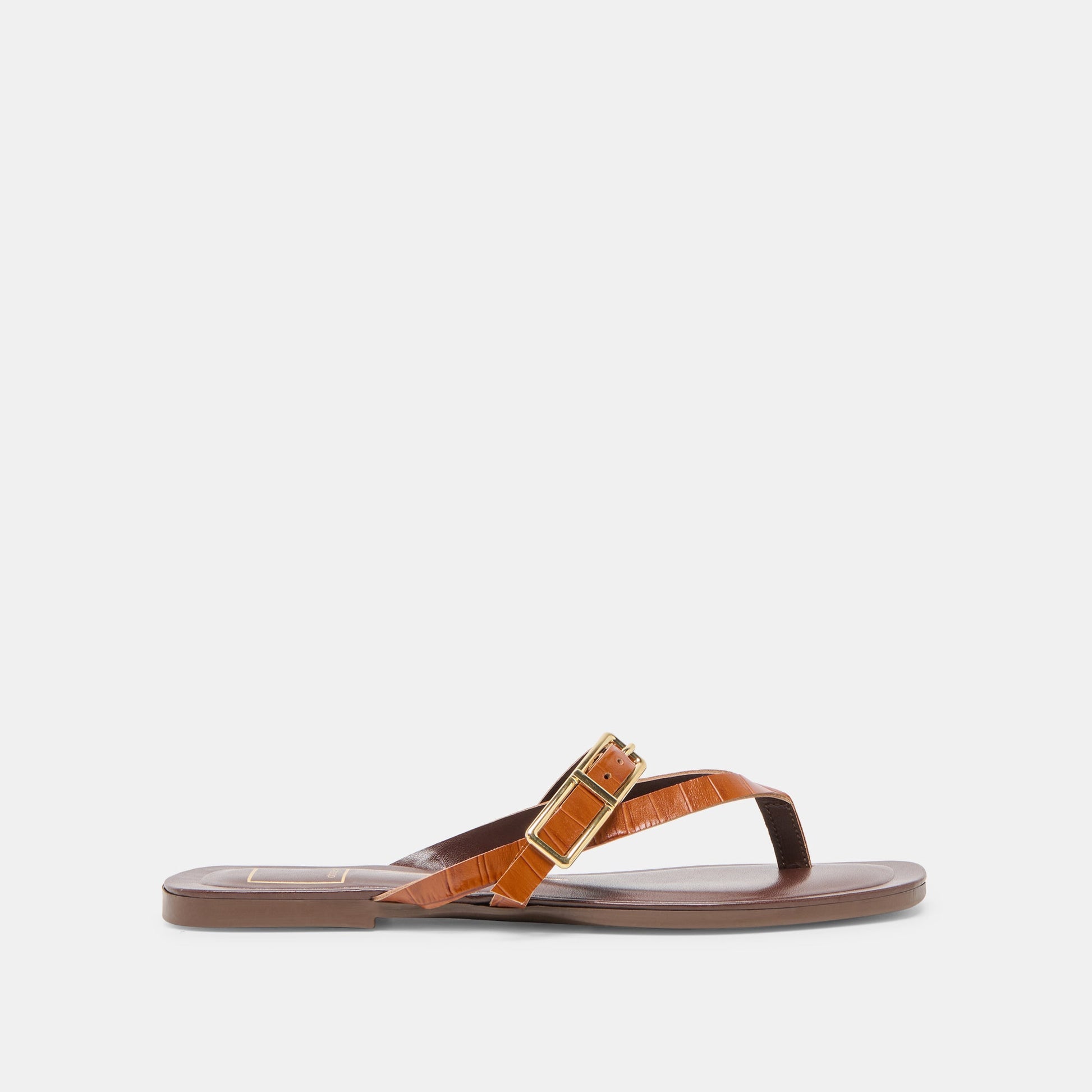 Dolce Vita Piers Cognac Croco Embossed Leather Sandals