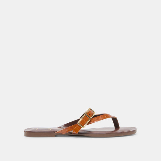 Dolce Vita Piers Cognac Croco Embossed Leather Sandals