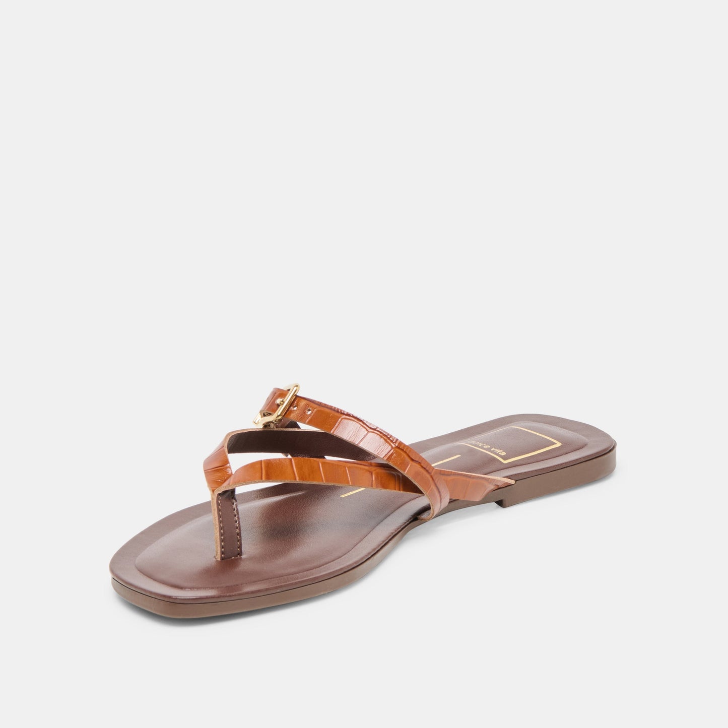 Dolce Vita Piers Cognac Croco Embossed Leather Sandals