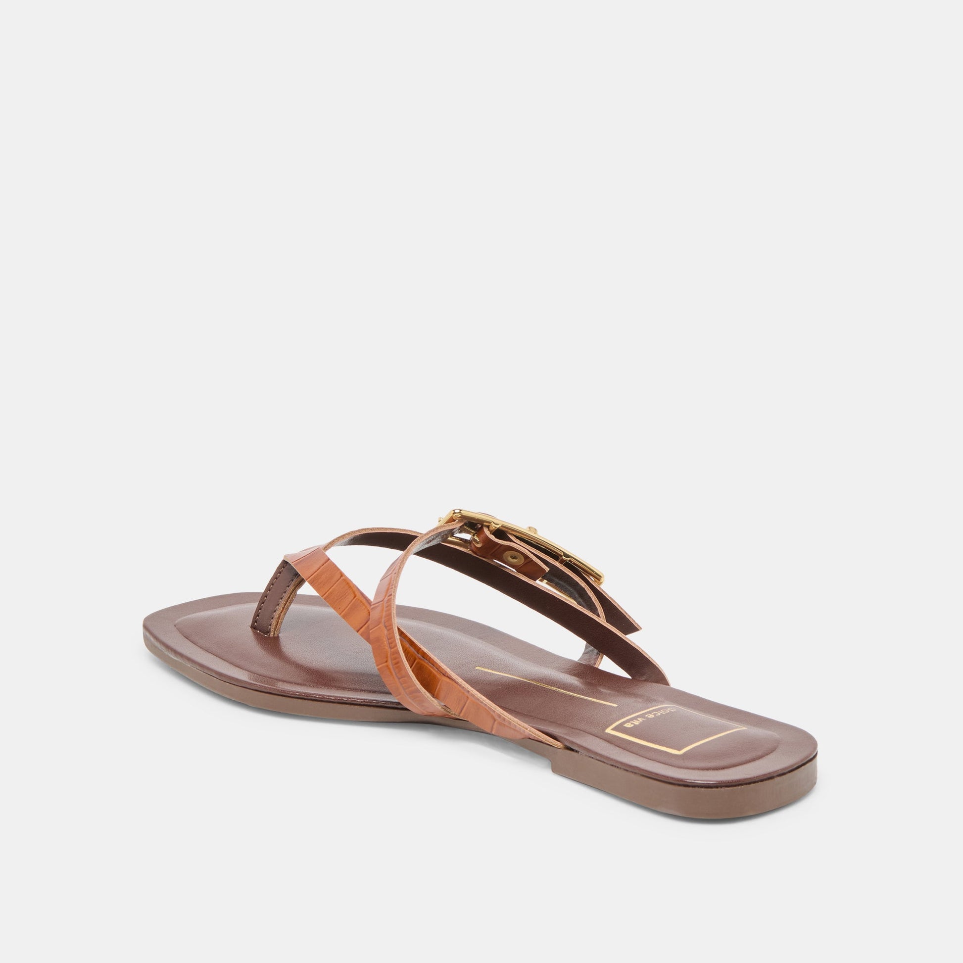 Dolce Vita Piers Cognac Croco Embossed Leather Sandals
