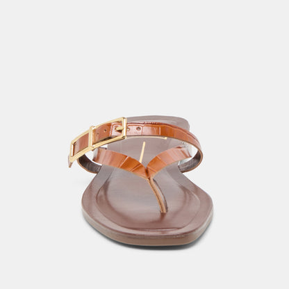 Dolce Vita Piers Cognac Croco Embossed Leather Sandals