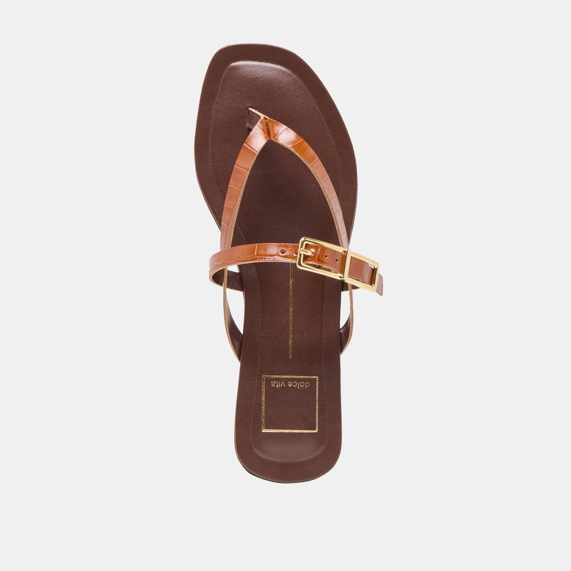 Dolce Vita Piers Cognac Croco Embossed Leather Sandals