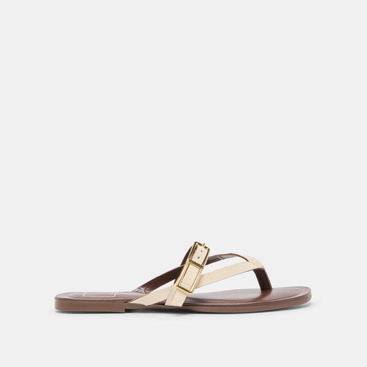 Dolce Vita Piers Beige Croco Embossed Leather Sandals