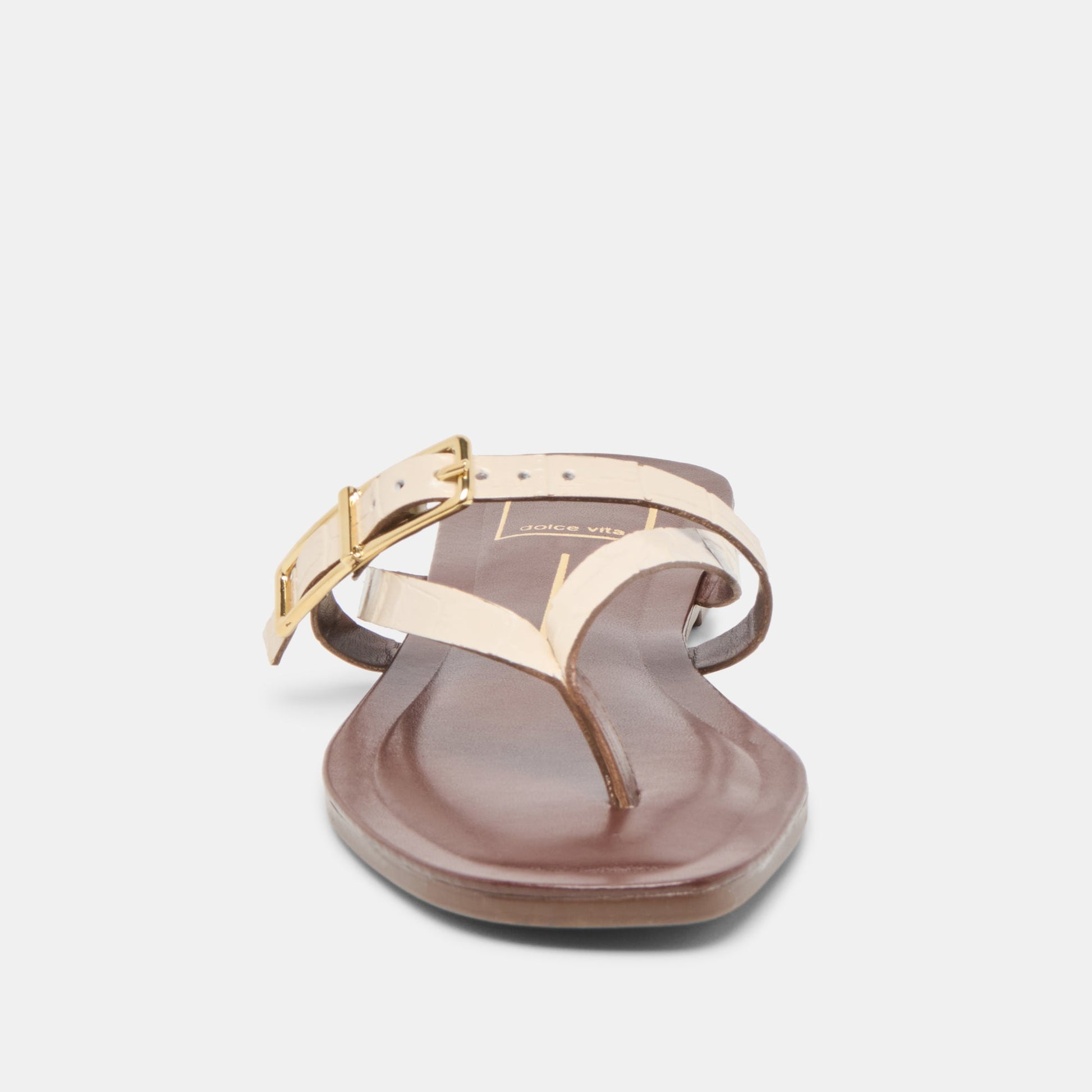 Dolce Vita Piers Beige Croco Embossed Leather Sandals