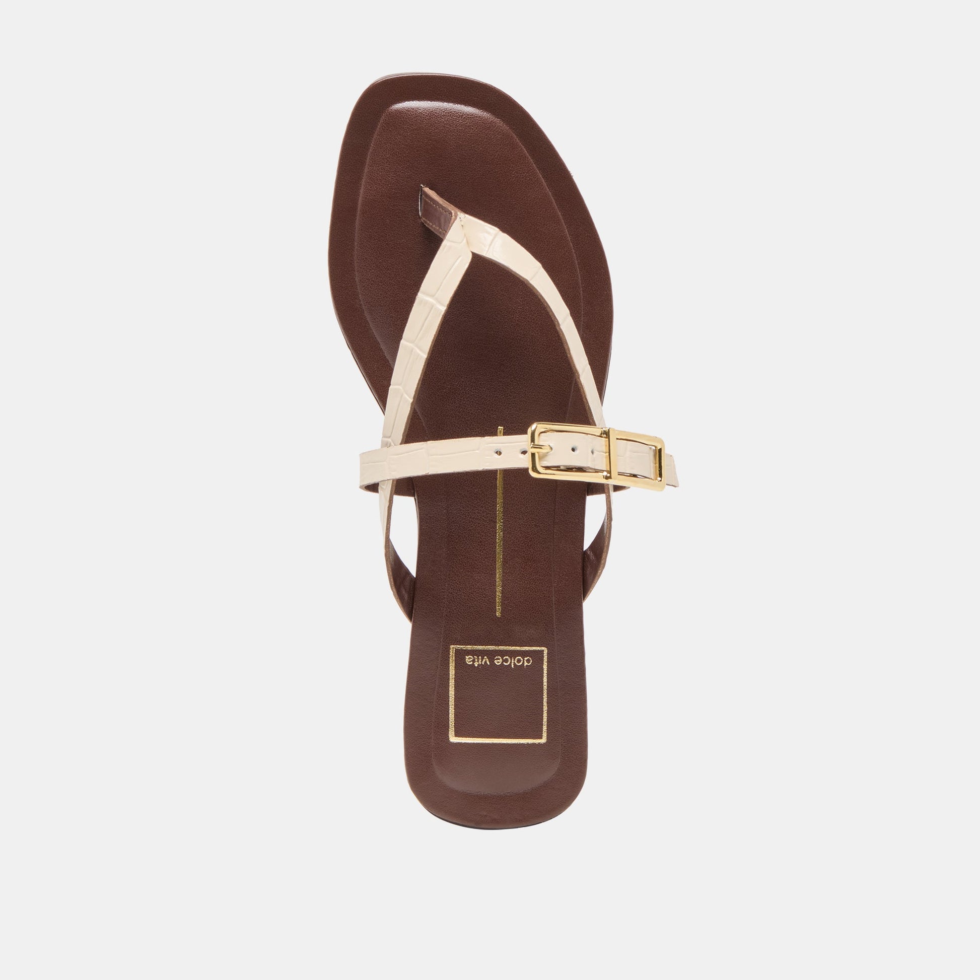 Dolce Vita Piers Beige Croco Embossed Leather Sandals