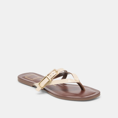 Dolce Vita Piers Beige Croco Embossed Leather Sandals