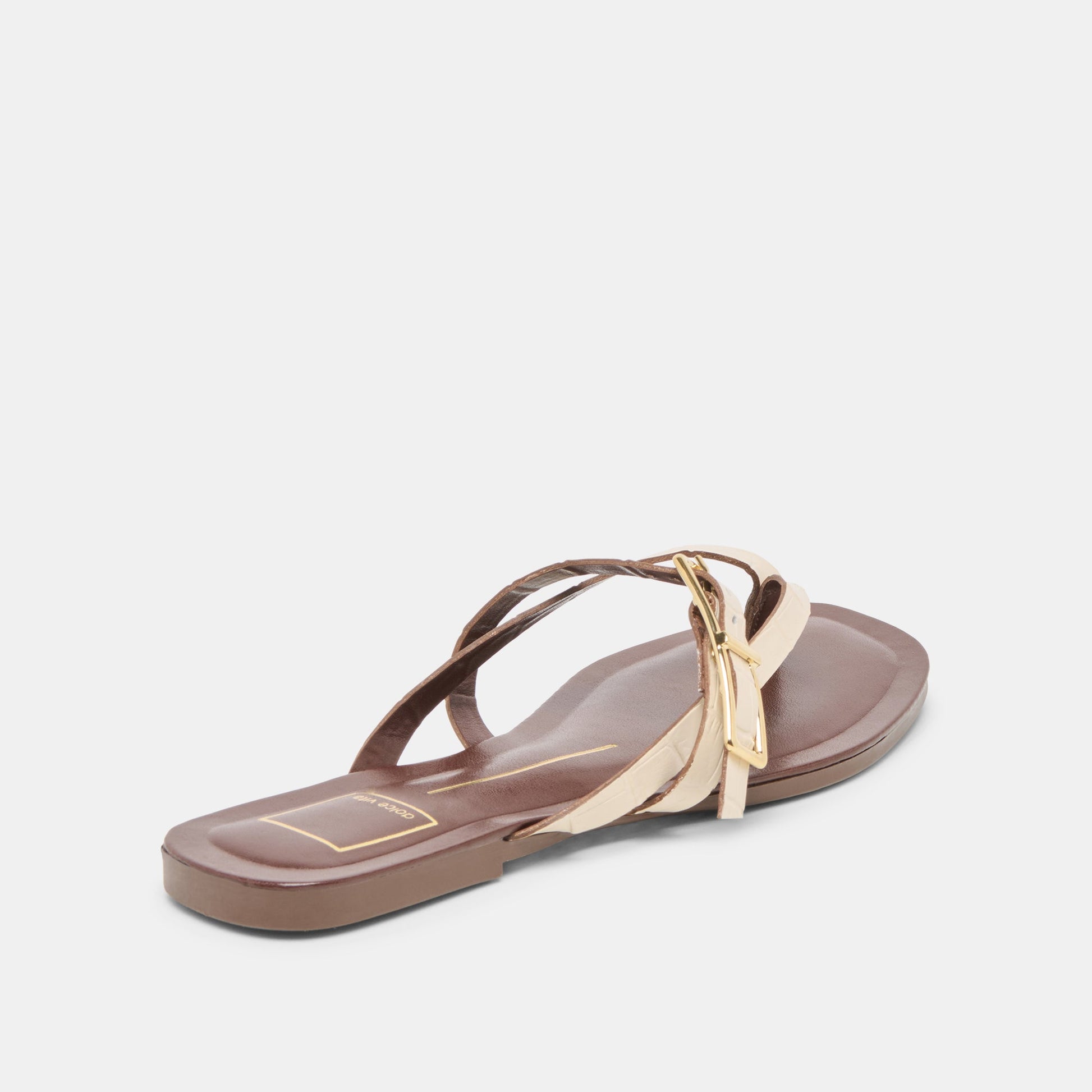 Dolce Vita Piers Beige Croco Embossed Leather Sandals
