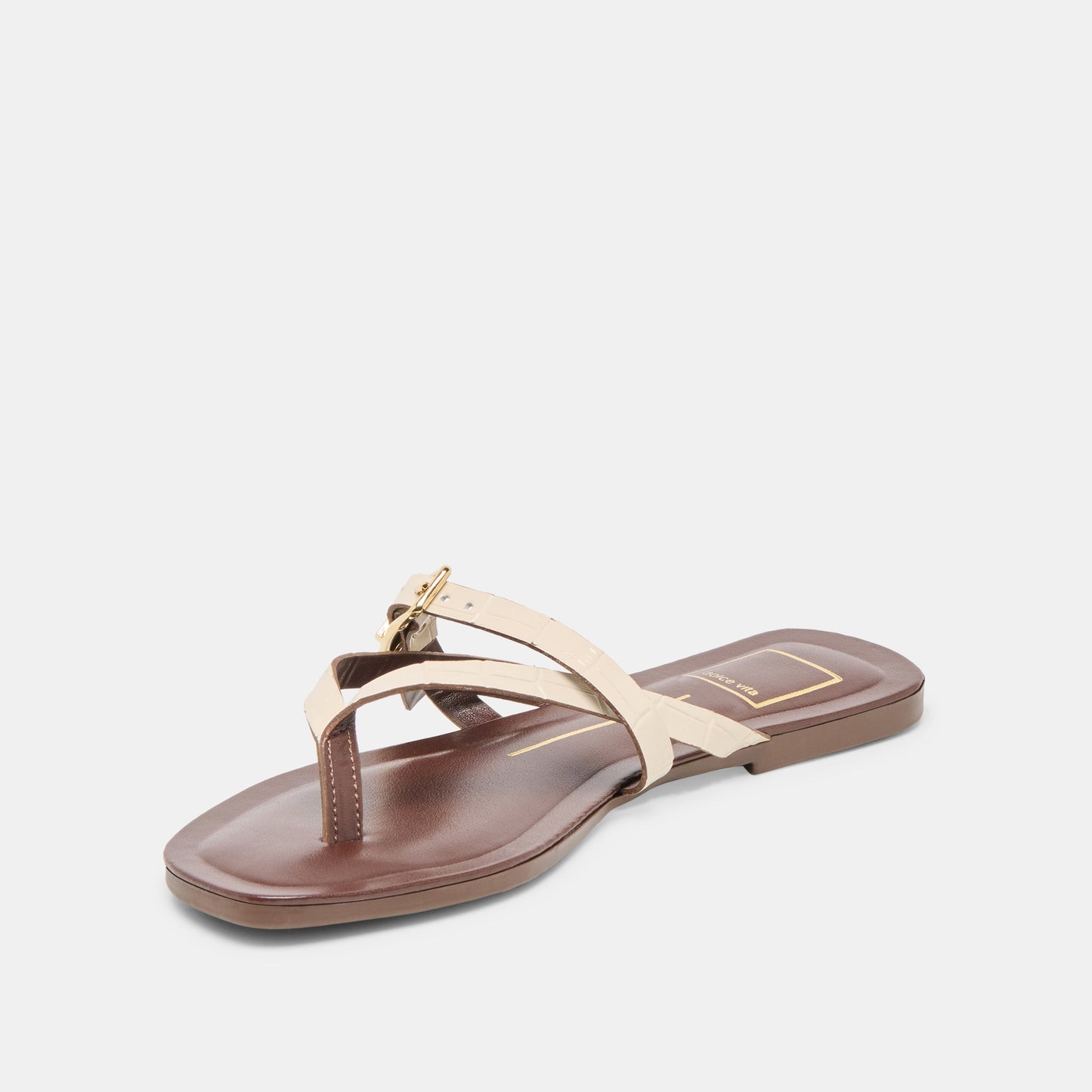 Dolce Vita Piers Beige Croco Embossed Leather Sandals