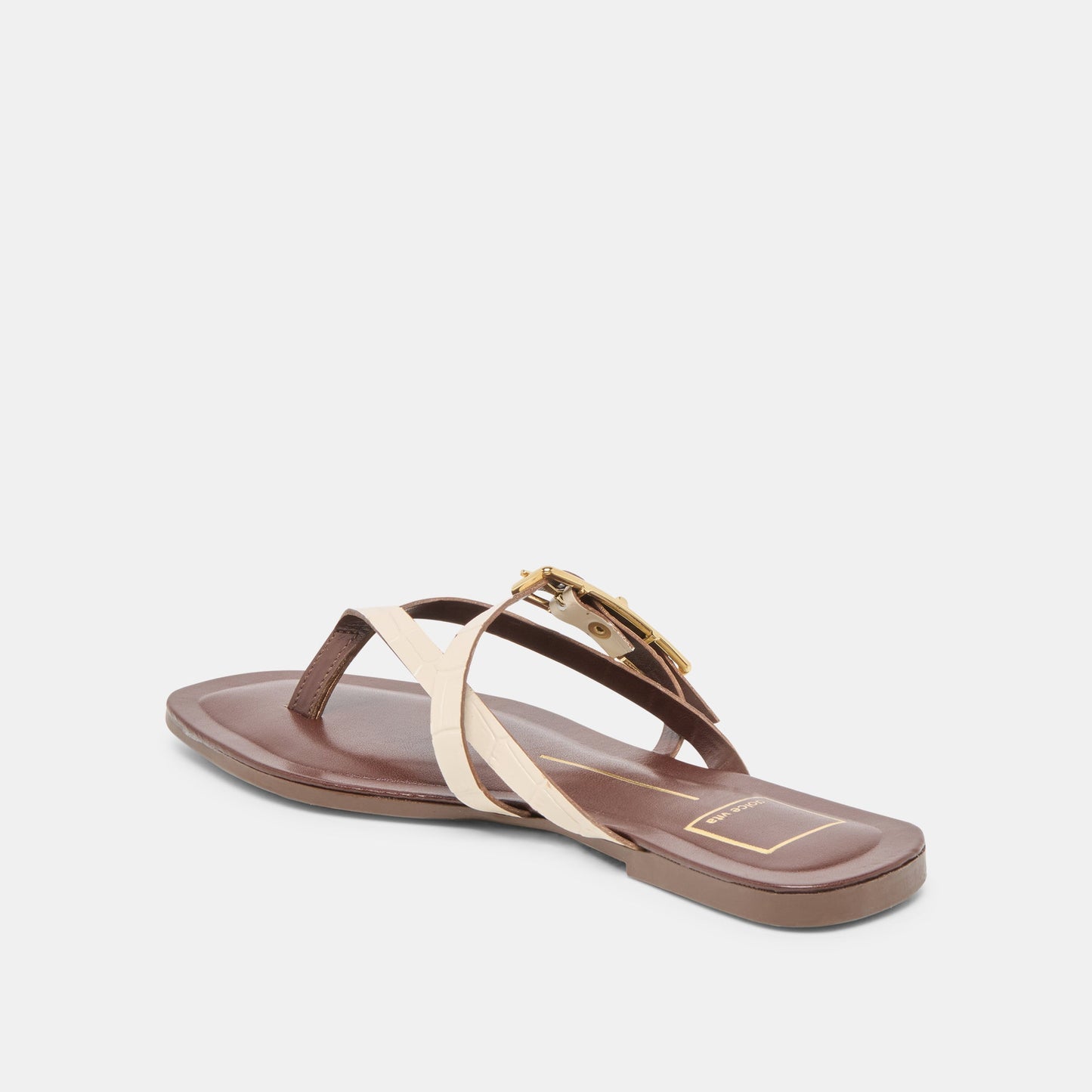 Dolce Vita Piers Beige Croco Embossed Leather Sandals