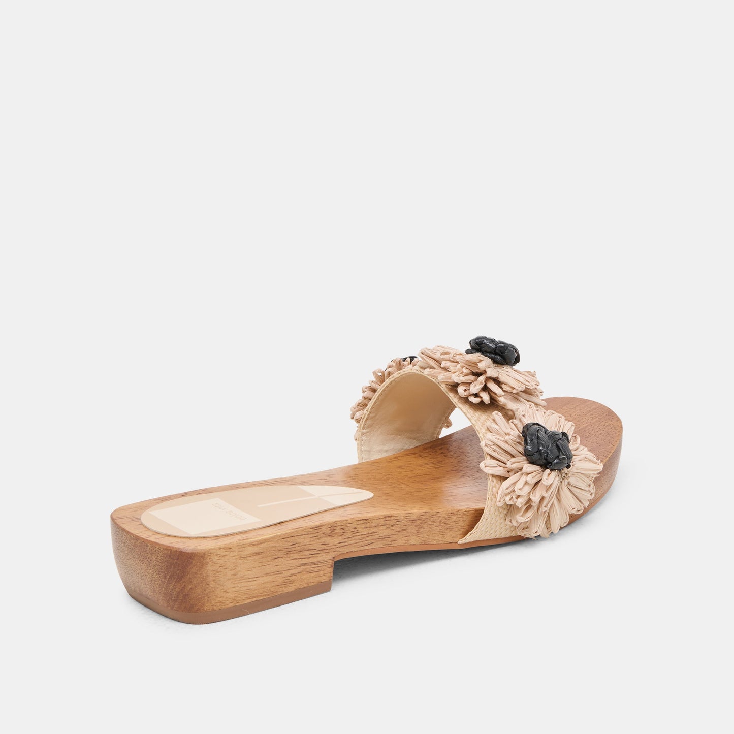Dolce Vita Ariena Black Natural Floral Raffia Sandals