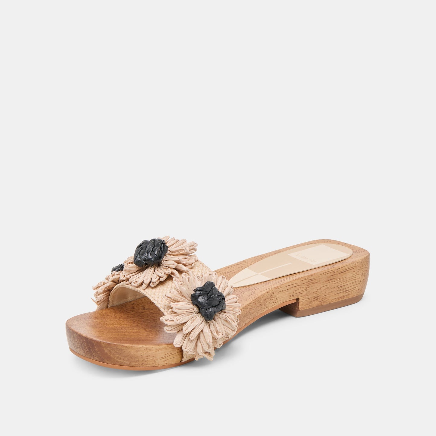 Dolce Vita Ariena Black Natural Floral Raffia Sandals