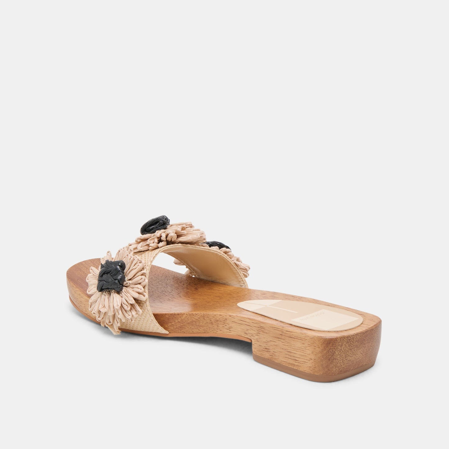 Dolce Vita Ariena Black Natural Floral Raffia Sandals