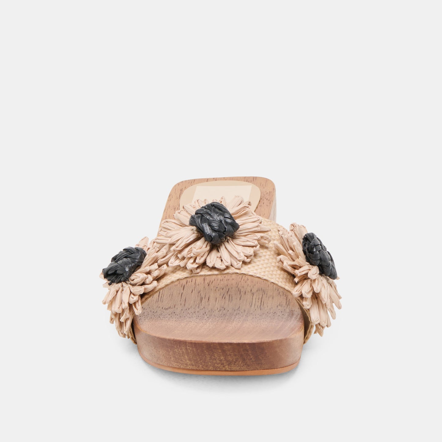 Dolce Vita Ariena Black Natural Floral Raffia Sandals