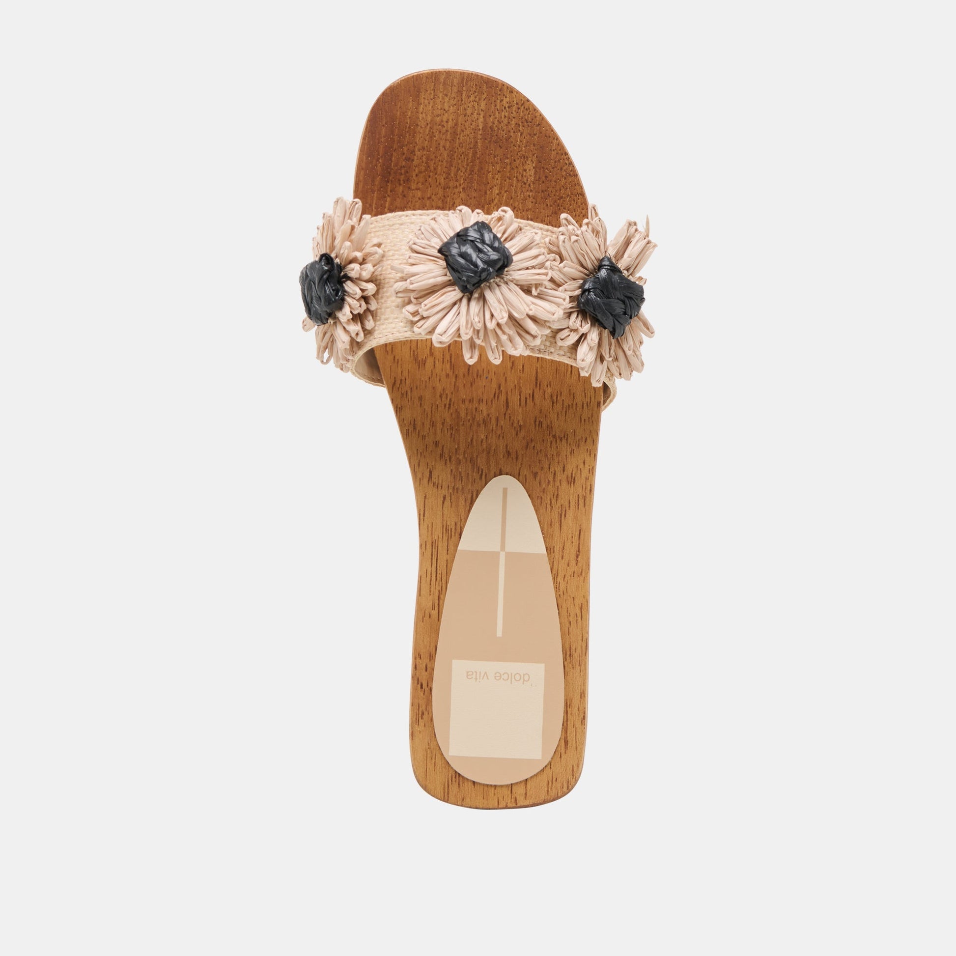 Dolce Vita Ariena Black Natural Floral Raffia Sandals