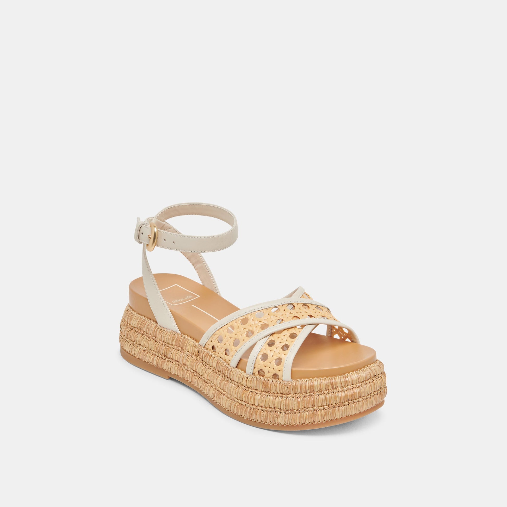 Dolce Vita WRILEY SANDALS CREME WOVEN RAFFIA