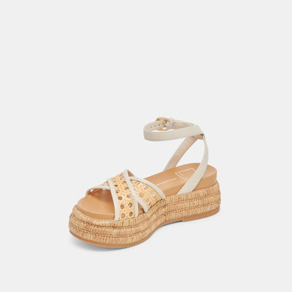 Dolce Vita WRILEY SANDALS CREME WOVEN RAFFIA
