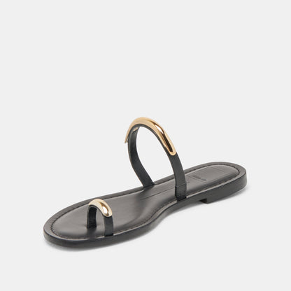 Dolce Vita WINK WIDE SANDALS BLACK LEATHER