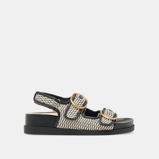 Dolce Vita STARLA SANDALS BLACK NATURAL RAFFIA