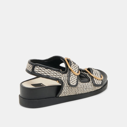 Dolce Vita STARLA SANDALS BLACK NATURAL RAFFIA